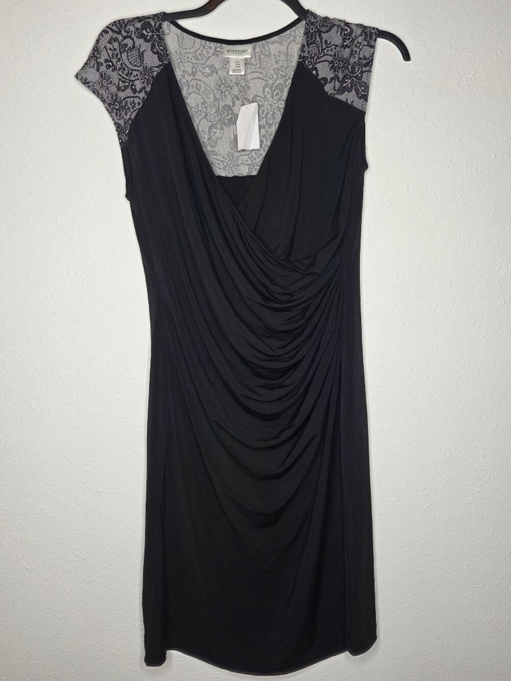 Motherhood Maternity Black Mesh Overlay Knotted Dress Large
